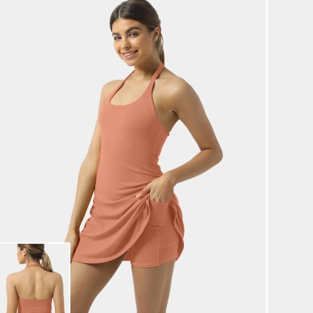 HALARA Pink and Orange Coverup Dress with Scoop Neckline